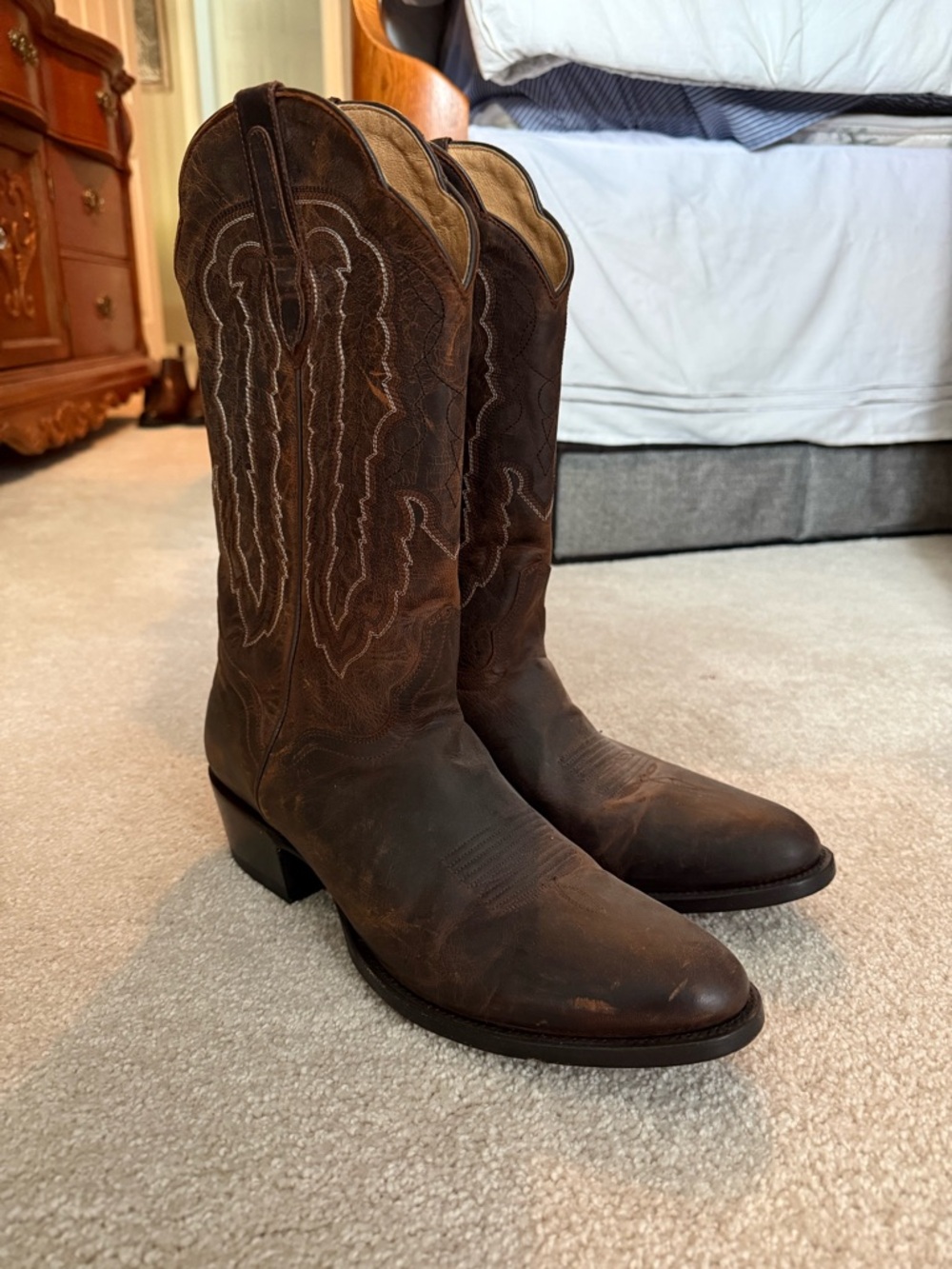 Classic Brown Leather Men's Western Boots